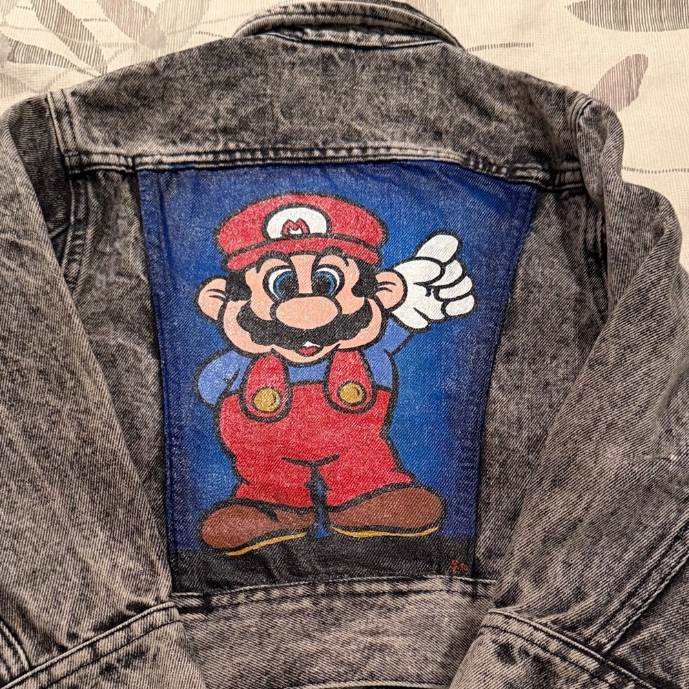 Lee Authentic Black  hand painted Jean Jacket